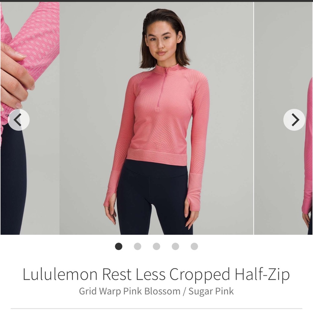 Lululemon rest less cropped 1/2 zip long sleeve top size 6